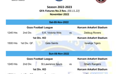 Fixtures for November Updated